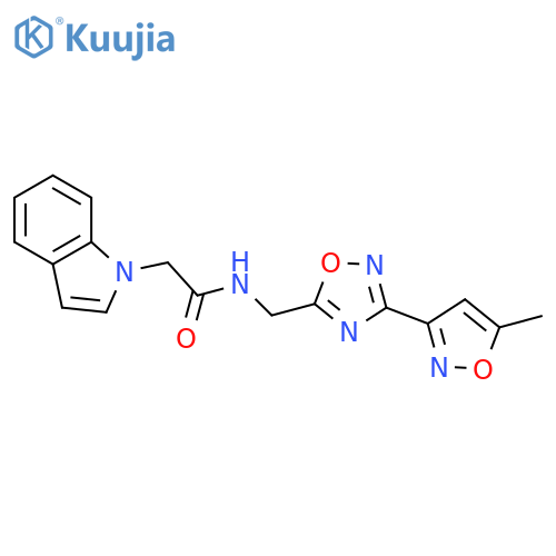 2-(1H-indol-1-yl)-N-{3-(5-methyl-1,2-oxazol-3-yl)-1,2,4-oxadiazol-5-ylmethyl}acetamide structure