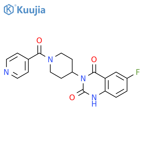 6-fluoro-3-1-(pyridine-4-carbonyl)piperidin-4-yl-1,2,3,4-tetrahydroquinazoline-2,4-dione structure
