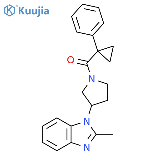 2-methyl-1-[1-(1-phenylcyclopropanecarbonyl)pyrrolidin-3-yl]-1H-1,3-benzodiazole structure