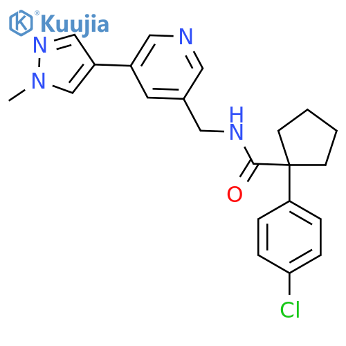 1-(4-chlorophenyl)-N-{5-(1-methyl-1H-pyrazol-4-yl)pyridin-3-ylmethyl}cyclopentane-1-carboxamide structure