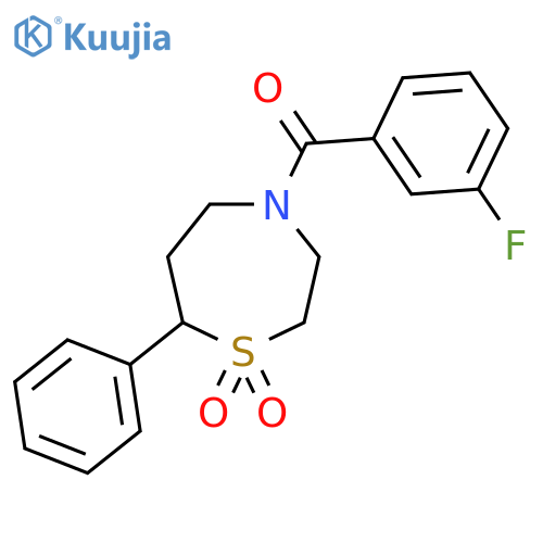 4-(3-fluorobenzoyl)-7-phenyl-1lambda6,4-thiazepane-1,1-dione structure