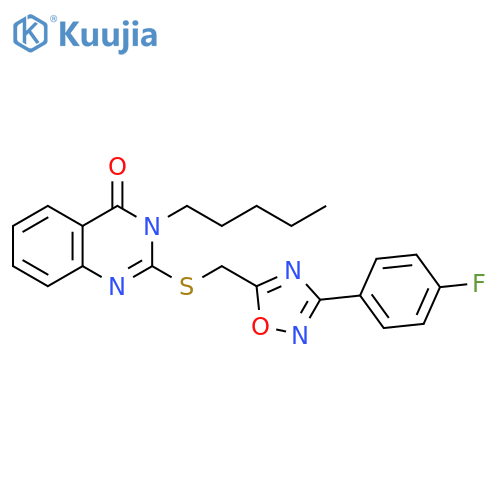 2-({[3-(4-fluorophenyl)-1,2,4-oxadiazol-5-yl]methyl}sulfanyl)-3-pentyl-3,4-dihydroquinazolin-4-one structure