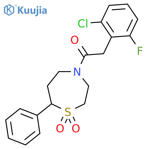 4-2-(2-chloro-6-fluorophenyl)acetyl-7-phenyl-1lambda6,4-thiazepane-1,1-dione structure