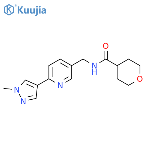 N-{6-(1-methyl-1H-pyrazol-4-yl)pyridin-3-ylmethyl}oxane-4-carboxamide structure