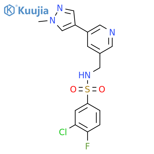 3-chloro-4-fluoro-N-{5-(1-methyl-1H-pyrazol-4-yl)pyridin-3-ylmethyl}benzene-1-sulfonamide structure