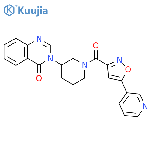 3-{1-5-(pyridin-3-yl)-1,2-oxazole-3-carbonylpiperidin-3-yl}-3,4-dihydroquinazolin-4-one structure