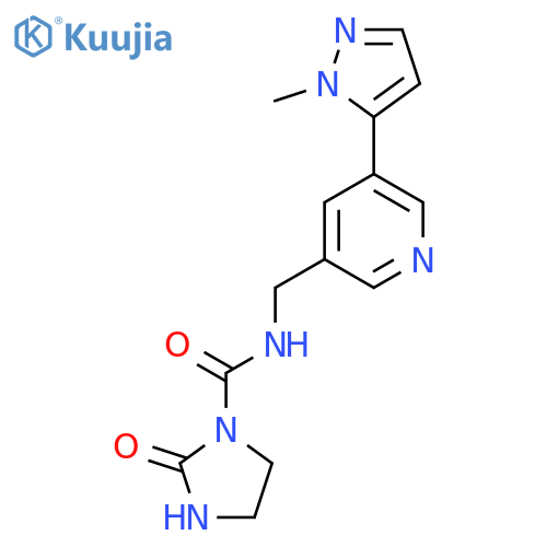 N-{[5-(1-methyl-1H-pyrazol-5-yl)pyridin-3-yl]methyl}-2-oxoimidazolidine-1-carboxamide structure