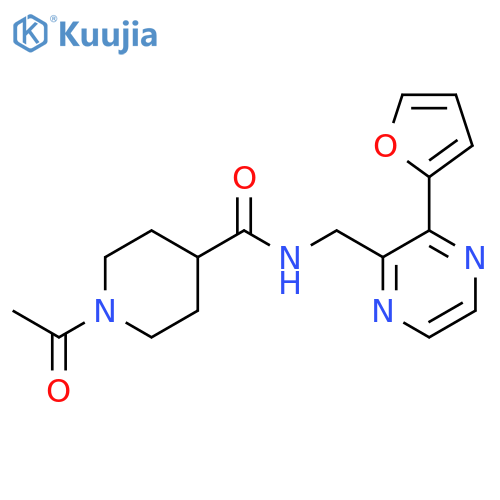 1-acetyl-N-{[3-(furan-2-yl)pyrazin-2-yl]methyl}piperidine-4-carboxamide structure