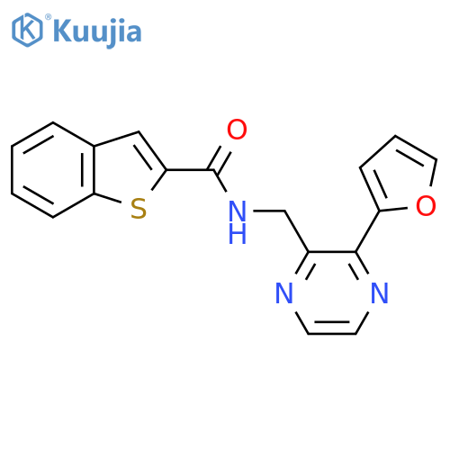 N-{3-(furan-2-yl)pyrazin-2-ylmethyl}-1-benzothiophene-2-carboxamide structure