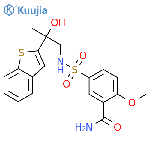 5-{[2-(1-benzothiophen-2-yl)-2-hydroxypropyl]sulfamoyl}-2-methoxybenzamide structure