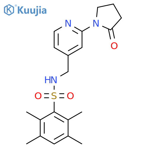 2,3,5,6-tetramethyl-N-{[2-(2-oxopyrrolidin-1-yl)pyridin-4-yl]methyl}benzene-1-sulfonamide structure