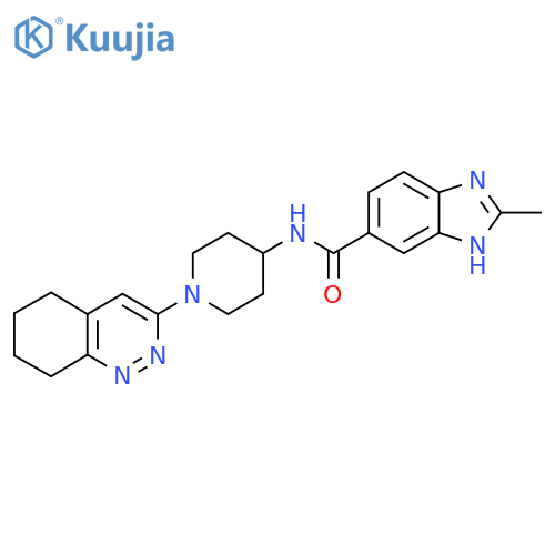 2-methyl-N-[1-(5,6,7,8-tetrahydrocinnolin-3-yl)piperidin-4-yl]-1H-1,3-benzodiazole-6-carboxamide structure