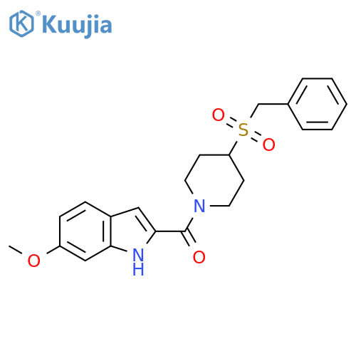6-methoxy-2-(4-phenylmethanesulfonylpiperidine-1-carbonyl)-1H-indole structure