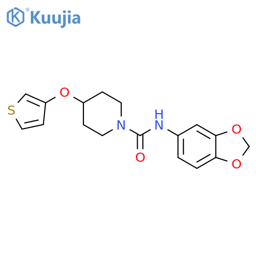 N-(2H-1,3-benzodioxol-5-yl)-4-(thiophen-3-yloxy)piperidine-1-carboxamide structure