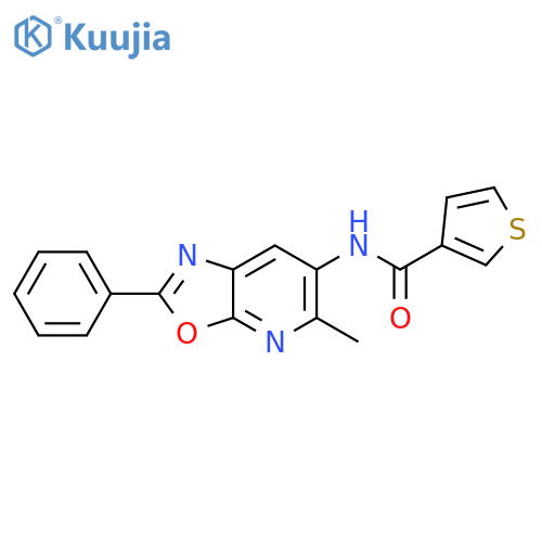 N-{5-methyl-2-phenyl-[1,3]oxazolo[5,4-b]pyridin-6-yl}thiophene-3-carboxamide structure