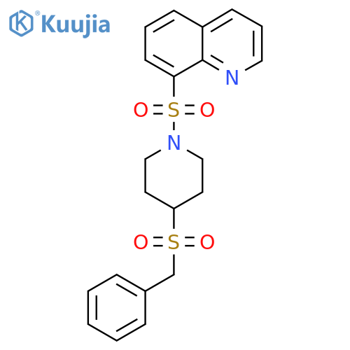 8-[(4-phenylmethanesulfonylpiperidin-1-yl)sulfonyl]quinoline structure