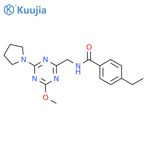 4-ethyl-N-{4-methoxy-6-(pyrrolidin-1-yl)-1,3,5-triazin-2-ylmethyl}benzamide structure