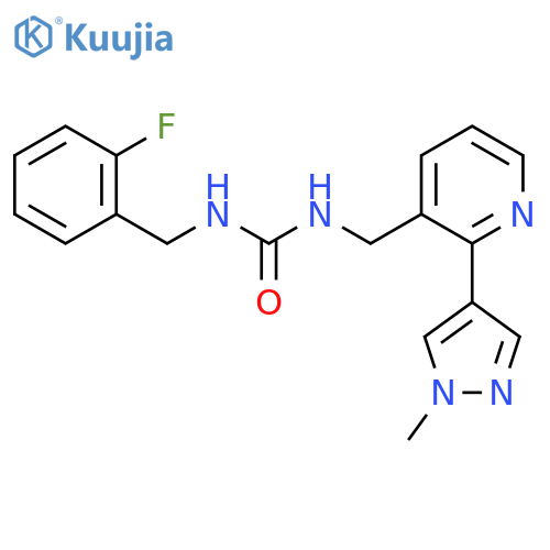 1-(2-fluorophenyl)methyl-3-{2-(1-methyl-1H-pyrazol-4-yl)pyridin-3-ylmethyl}urea structure