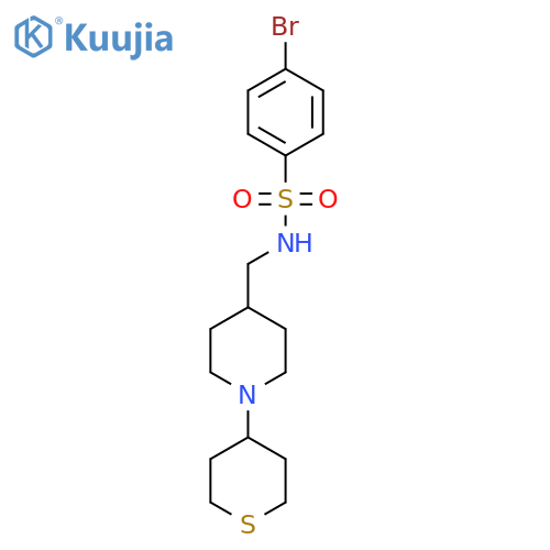 4-bromo-N-((1-(tetrahydro-2H-thiopyran-4-yl)piperidin-4-yl)methyl)benzenesulfonamide structure