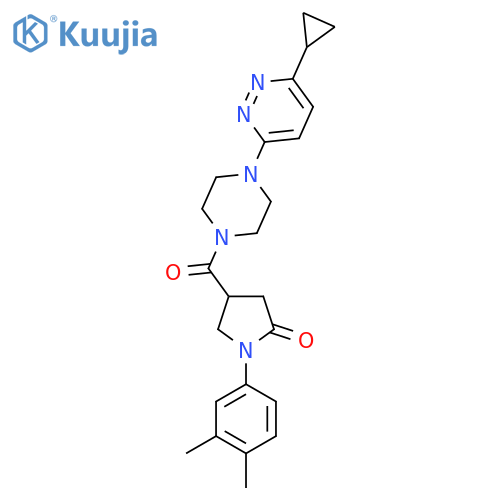 4-4-(6-cyclopropylpyridazin-3-yl)piperazine-1-carbonyl-1-(3,4-dimethylphenyl)pyrrolidin-2-one structure