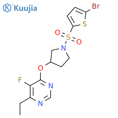 4-((1-((5-Bromothiophen-2-yl)sulfonyl)pyrrolidin-3-yl)oxy)-6-ethyl-5-fluoropyrimidine structure