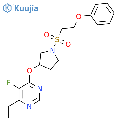 4-Ethyl-5-fluoro-6-((1-((2-phenoxyethyl)sulfonyl)pyrrolidin-3-yl)oxy)pyrimidine structure