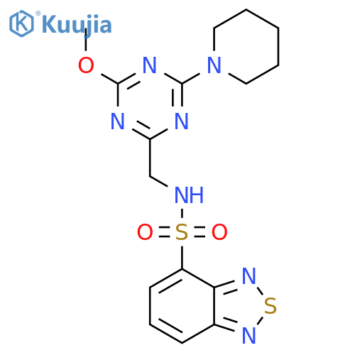 N-{4-methoxy-6-(piperidin-1-yl)-1,3,5-triazin-2-ylmethyl}-2,1,3-benzothiadiazole-4-sulfonamide structure