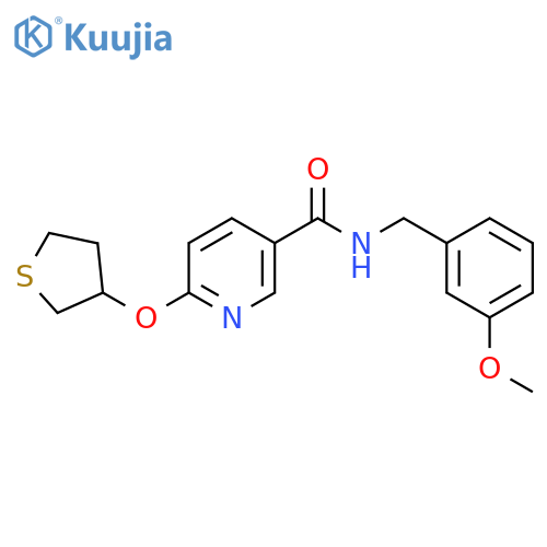 N-(3-methoxybenzyl)-6-((tetrahydrothiophen-3-yl)oxy)nicotinamide structure