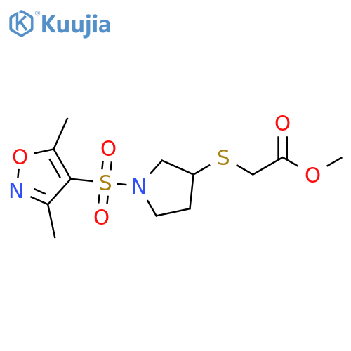 methyl 2-({1-[(3,5-dimethyl-1,2-oxazol-4-yl)sulfonyl]pyrrolidin-3-yl}sulfanyl)acetate structure