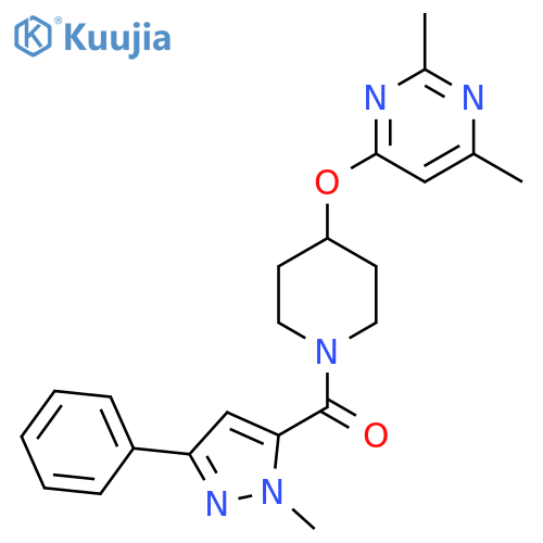 2,4-dimethyl-6-{1-(1-methyl-3-phenyl-1H-pyrazole-5-carbonyl)piperidin-4-yloxy}pyrimidine structure
