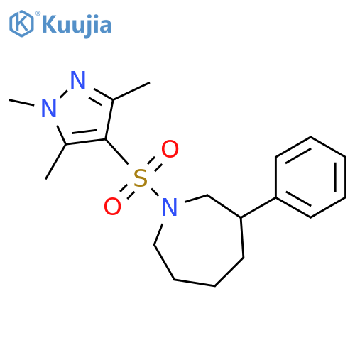 3-phenyl-1-(1,3,5-trimethylpyrazol-4-yl)sulfonylazepane structure