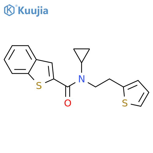 N-cyclopropyl-N-[2-(thiophen-2-yl)ethyl]-1-benzothiophene-2-carboxamide structure