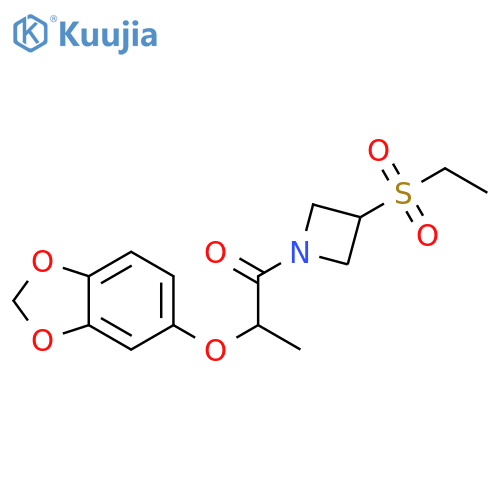 2-(2H-1,3-benzodioxol-5-yloxy)-1-[3-(ethanesulfonyl)azetidin-1-yl]propan-1-one structure