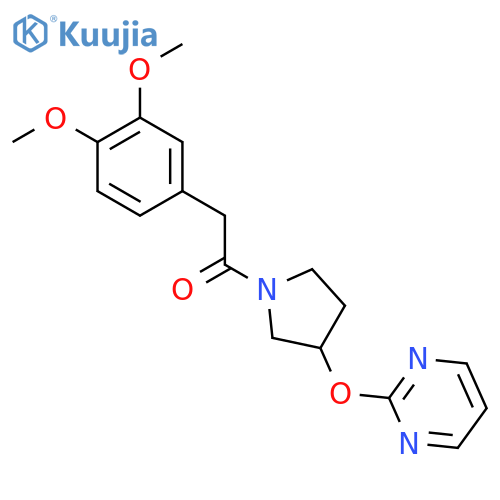 2-(3,4-Dimethoxyphenyl)-1-(3-(pyrimidin-2-yloxy)pyrrolidin-1-yl)ethanone structure