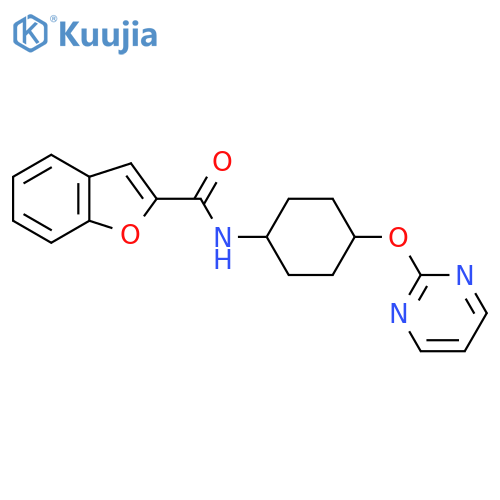 N-(1r,4r)-4-(pyrimidin-2-yloxy)cyclohexyl-1-benzofuran-2-carboxamide structure
