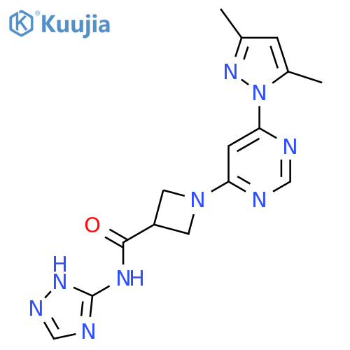 1-6-(3,5-dimethyl-1H-pyrazol-1-yl)pyrimidin-4-yl-N-(1H-1,2,4-triazol-5-yl)azetidine-3-carboxamide structure