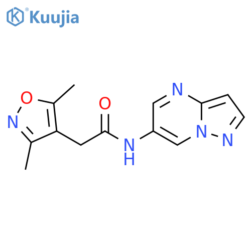 2-(3,5-dimethyl-1,2-oxazol-4-yl)-N-{pyrazolo[1,5-a]pyrimidin-6-yl}acetamide structure