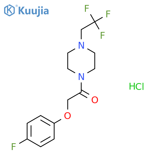 2-(4-fluorophenoxy)-1-4-(2,2,2-trifluoroethyl)piperazin-1-ylethan-1-one hydrochloride structure