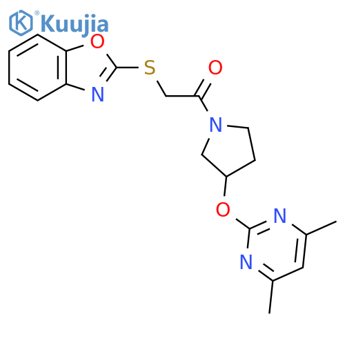 2-(Benzo[d]oxazol-2-ylthio)-1-(3-((4,6-dimethylpyrimidin-2-yl)oxy)pyrrolidin-1-yl)ethanone structure