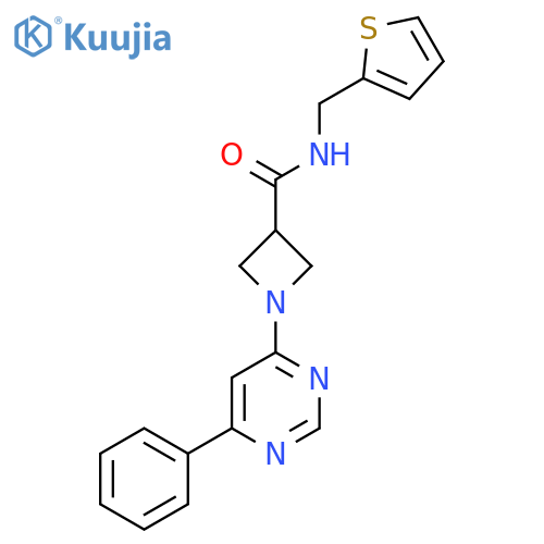 1-(6-phenylpyrimidin-4-yl)-N-(thiophen-2-yl)methylazetidine-3-carboxamide structure