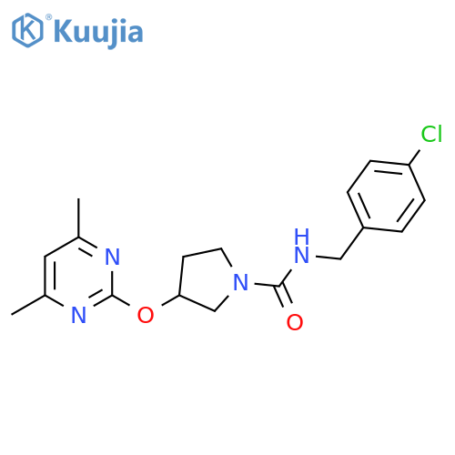 N-(4-chlorobenzyl)-3-((4,6-dimethylpyrimidin-2-yl)oxy)pyrrolidine-1-carboxamide structure