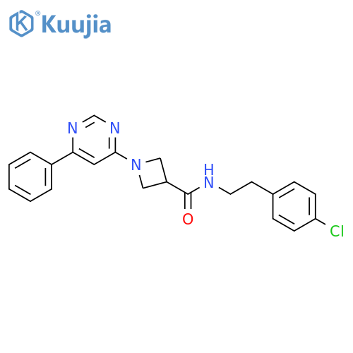 N-2-(4-chlorophenyl)ethyl-1-(6-phenylpyrimidin-4-yl)azetidine-3-carboxamide structure