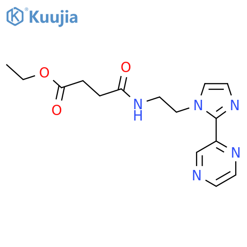 ethyl 3-({2-[2-(pyrazin-2-yl)-1H-imidazol-1-yl]ethyl}carbamoyl)propanoate structure