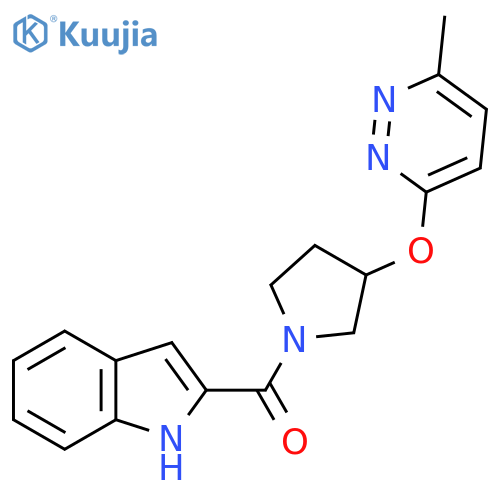 2-{3-(6-methylpyridazin-3-yl)oxypyrrolidine-1-carbonyl}-1H-indole structure