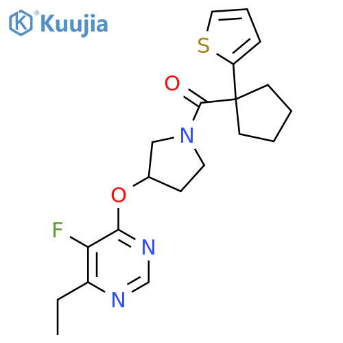(3-((6-Ethyl-5-fluoropyrimidin-4-yl)oxy)pyrrolidin-1-yl)(1-(thiophen-2-yl)cyclopentyl)methanone structure