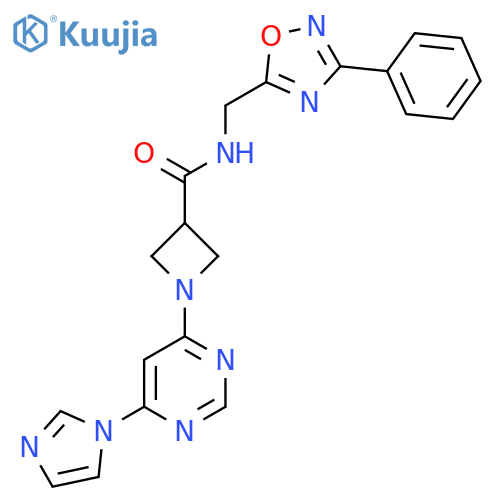 1-6-(1H-imidazol-1-yl)pyrimidin-4-yl-N-(3-phenyl-1,2,4-oxadiazol-5-yl)methylazetidine-3-carboxamide structure