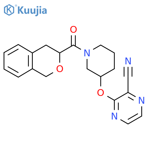 3-{1-(3,4-dihydro-1H-2-benzopyran-3-carbonyl)piperidin-3-yloxy}pyrazine-2-carbonitrile structure