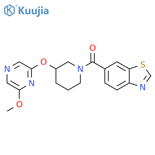 6-{3-[(6-methoxypyrazin-2-yl)oxy]piperidine-1-carbonyl}-1,3-benzothiazole structure