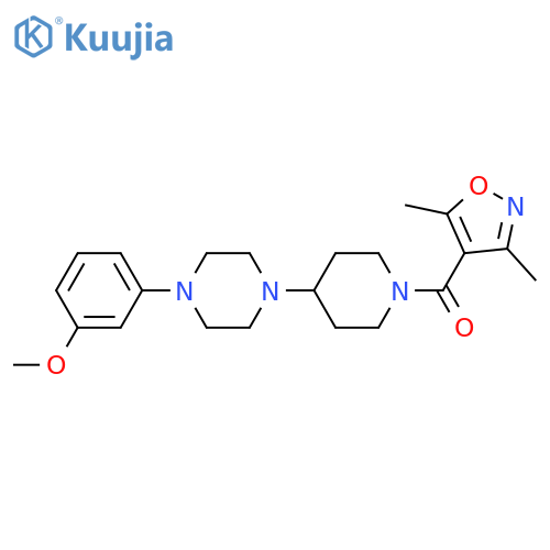 1-[1-(3,5-dimethyl-1,2-oxazole-4-carbonyl)piperidin-4-yl]-4-(3-methoxyphenyl)piperazine structure