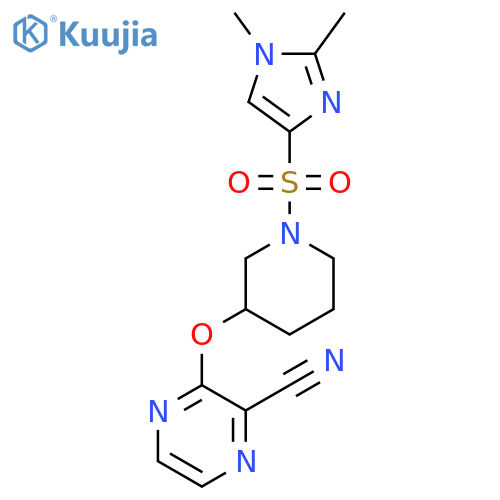 3-({1-[(1,2-dimethyl-1H-imidazol-4-yl)sulfonyl]piperidin-3-yl}oxy)pyrazine-2-carbonitrile structure